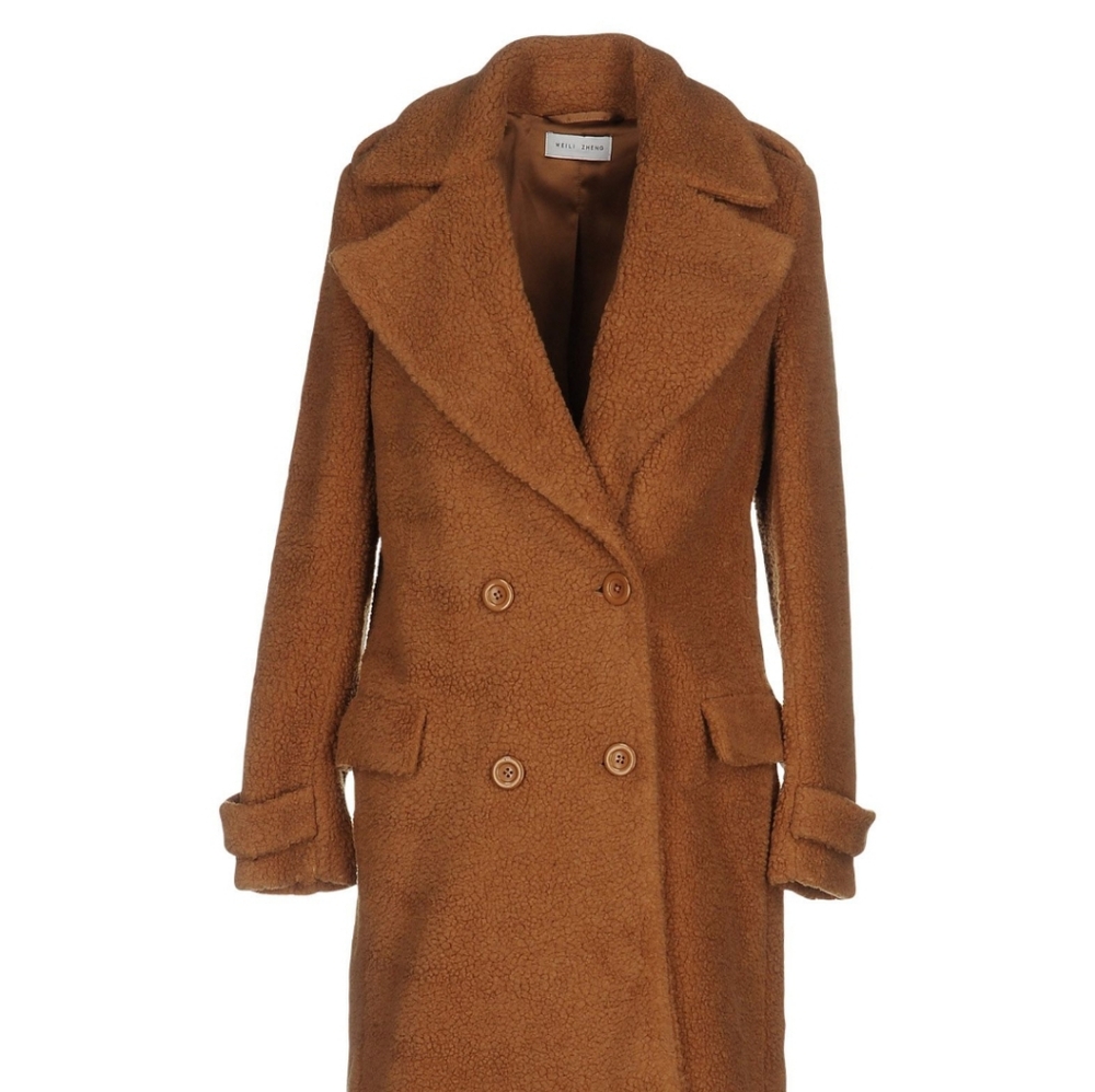 Teddy Bear Coat in Brown Cognac Brown Size Medium - Brown Pea Coat